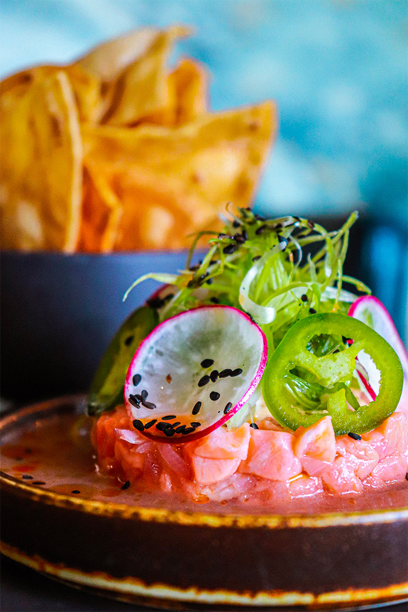 tartare de saumon infusé dans la vodka Summum citron